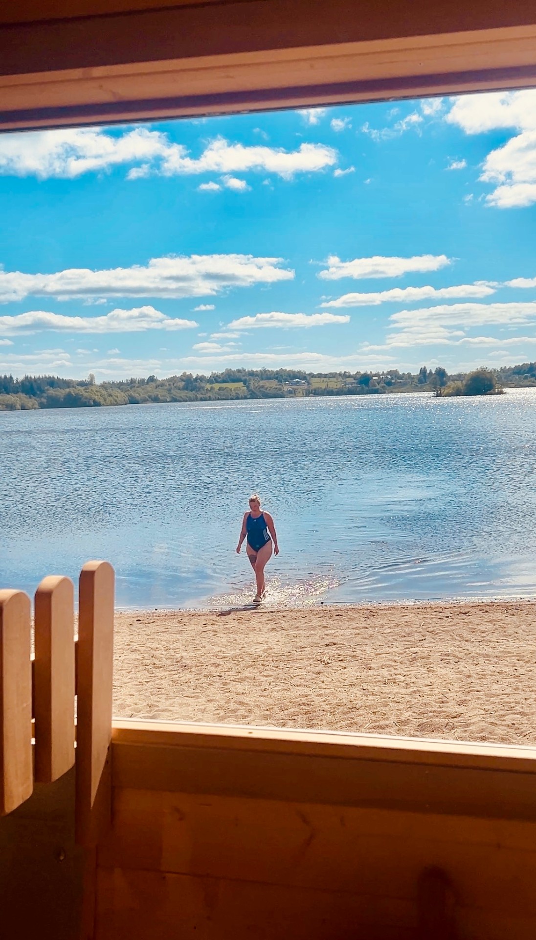 Cold lake dip after outdoor sauna in Cavan